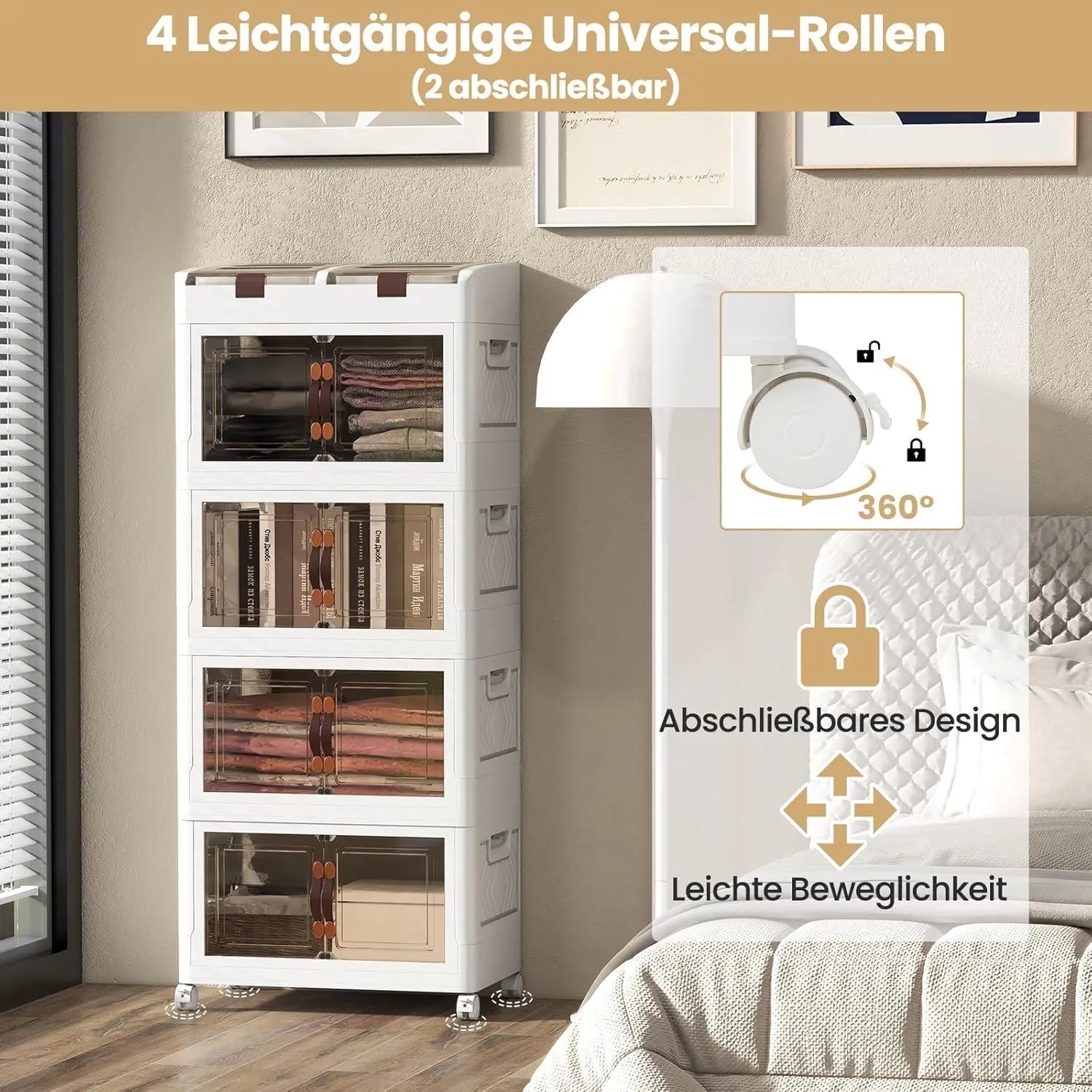 Costway 210 L Stapelboxen Faltbar 4 Kästen 54,5 x 34,5 x 132 cm_6
