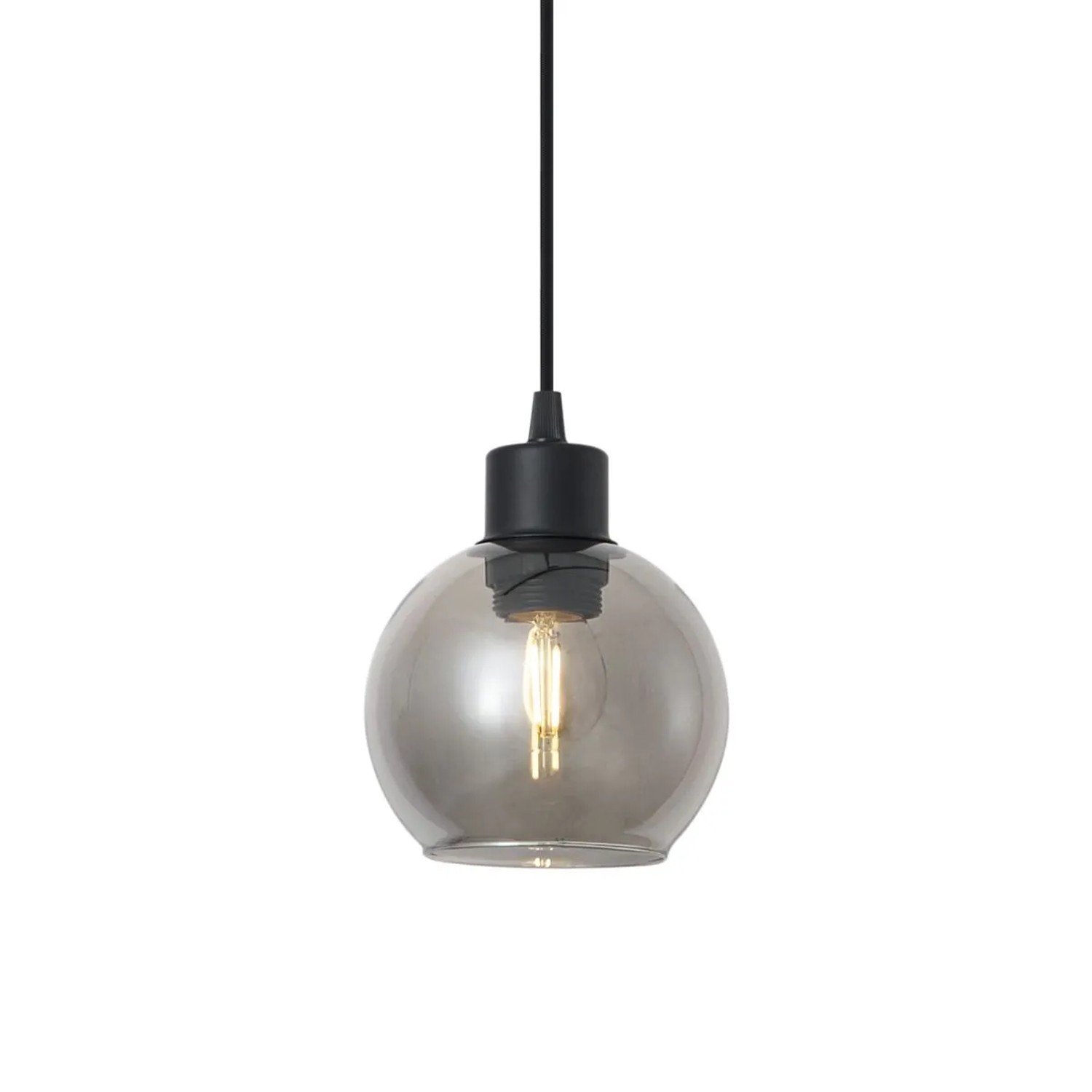 QAZQA Moderne Hängelampe Schwarz mit Rauchglas für 1 Phasen Schienensystem Iconic Lava