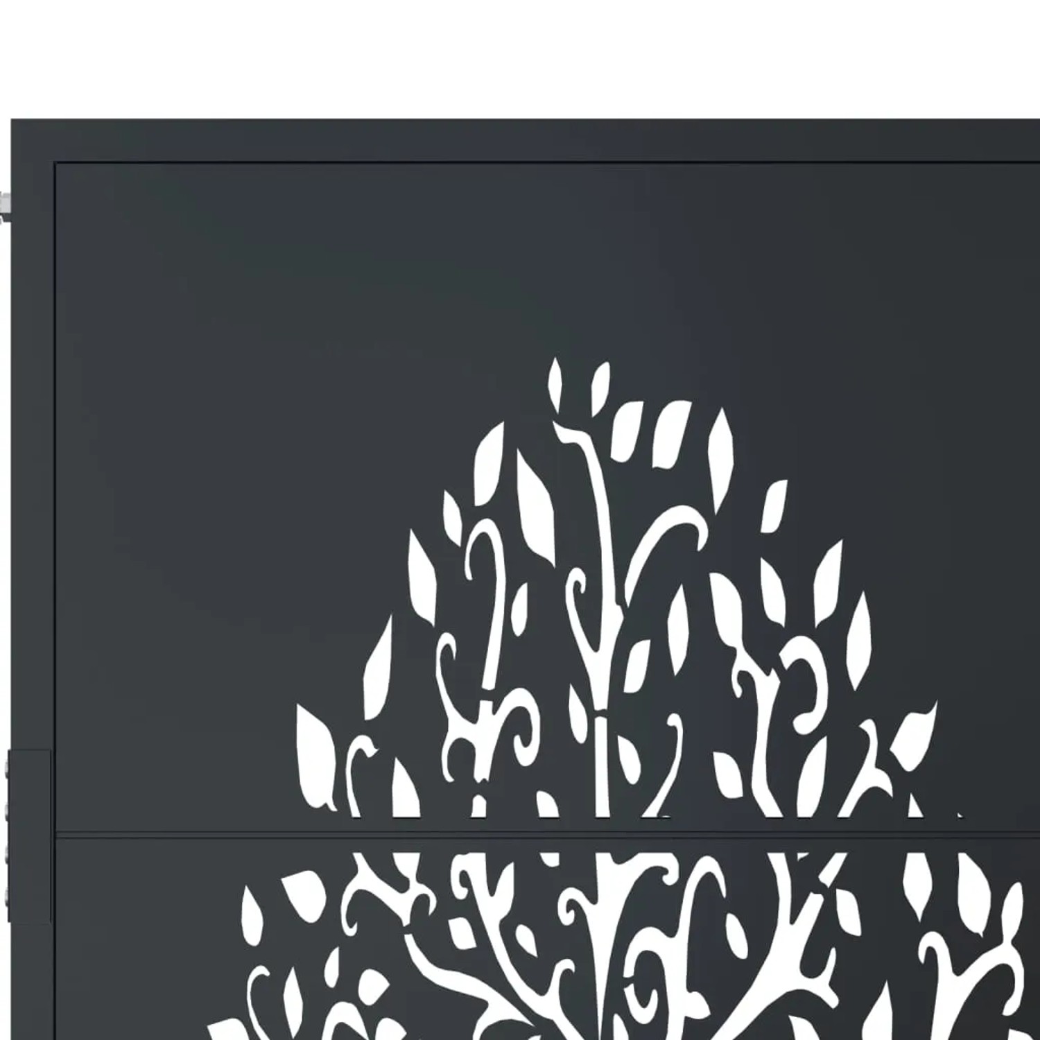 Anthrazit Gartentor mit Baum-Design aus Stahl, 105x105 cm.
