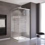 Schulte Eckdusche Sunny mit Schiebetüren, 180x90 cm, Silberprofile, Glasdekor mit Querstreifen.