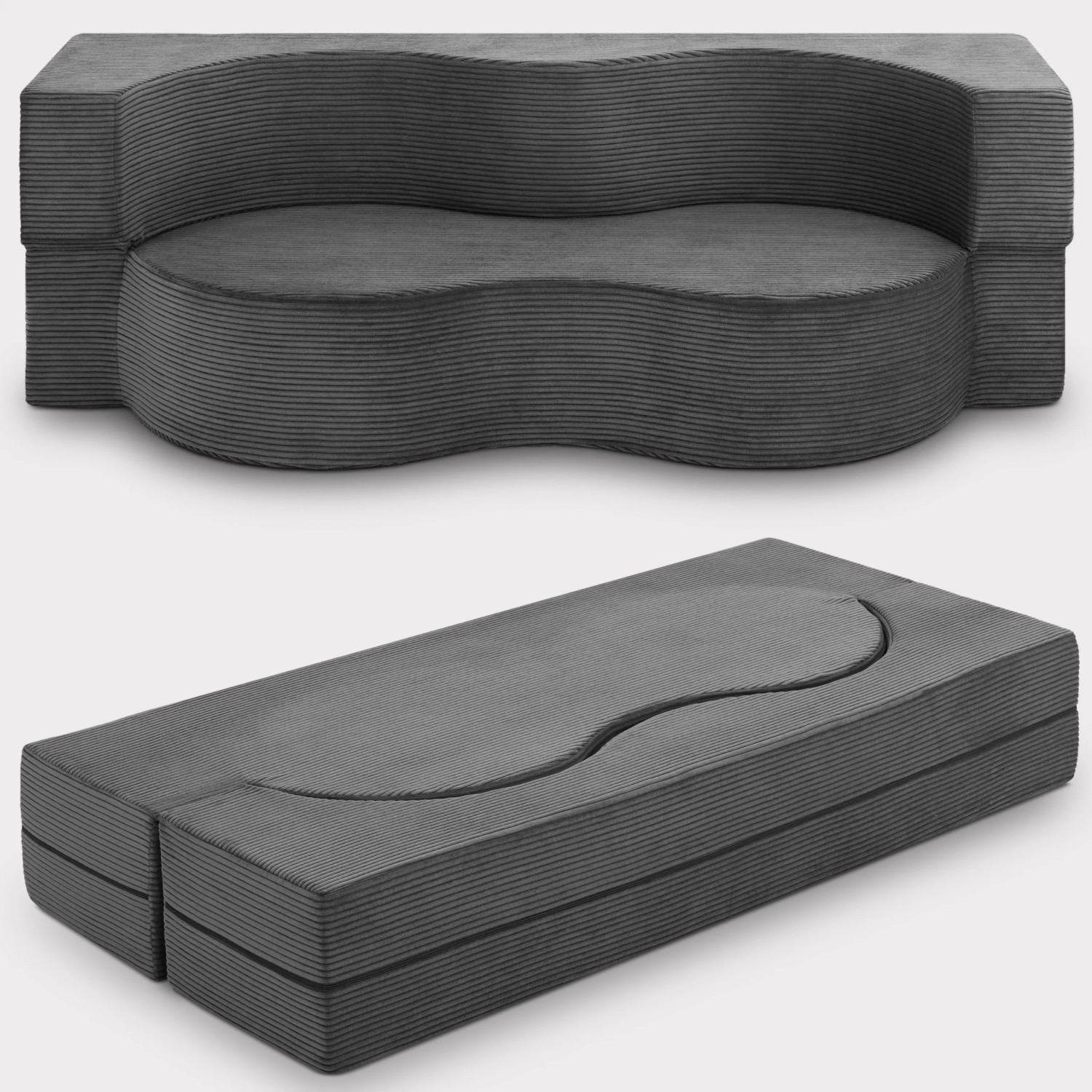 Beautissu Gästesofa Leova 200x90x30cm Anthrazit