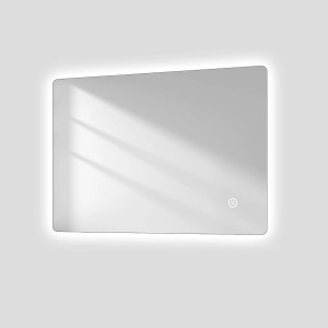 Rechteckiger Emke Badspiegel 70x50 cm mit LED-Beleuchtung und Touch-Schalter.