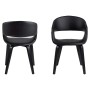 Schwarzer ebuy24 Nova Esszimmerstuhl mit Armlehne aus Kunstleder, zwei Ansichten.