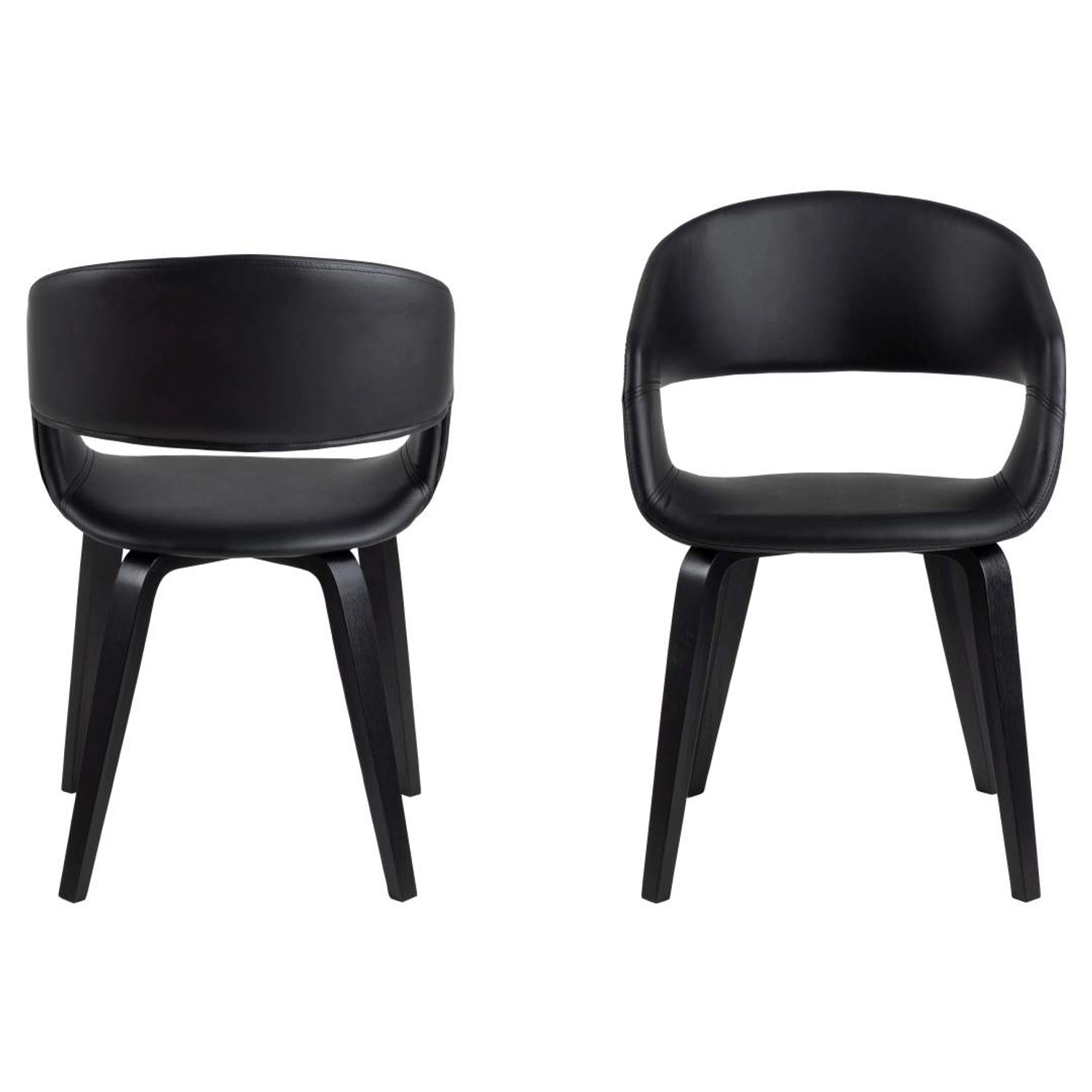 Schwarzer ebuy24 Nova Esszimmerstuhl mit Armlehne aus Kunstleder, zwei Ansichten.