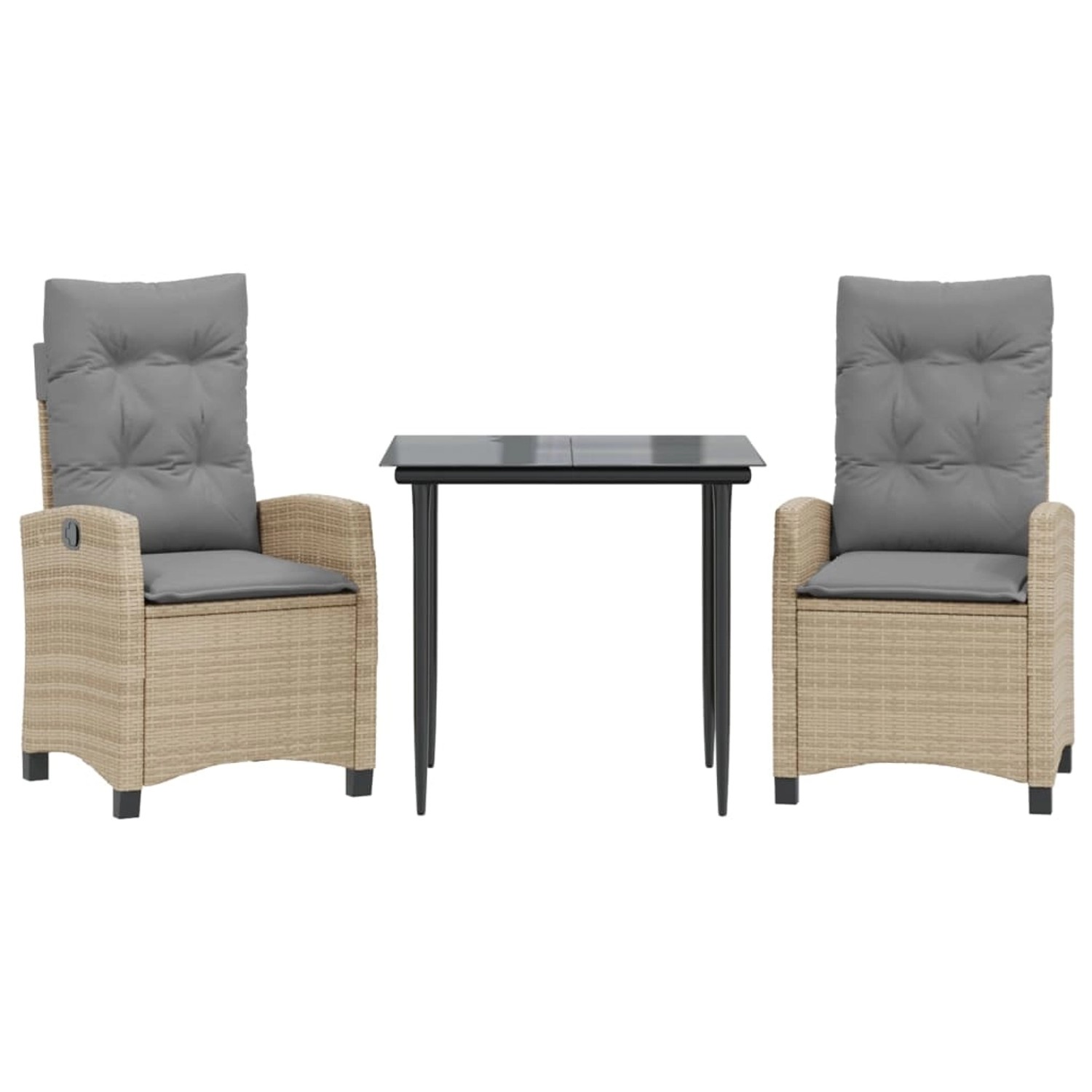 vidaXL 3-Tlg Garten-Essgruppe mit Kissen Beigemischung Poly Rattan 3212822 günstig online kaufen