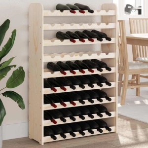 Weinregal aus Kiefernholz für 63 Flaschen, ideal für Wohnzimmer oder Esszimmer.