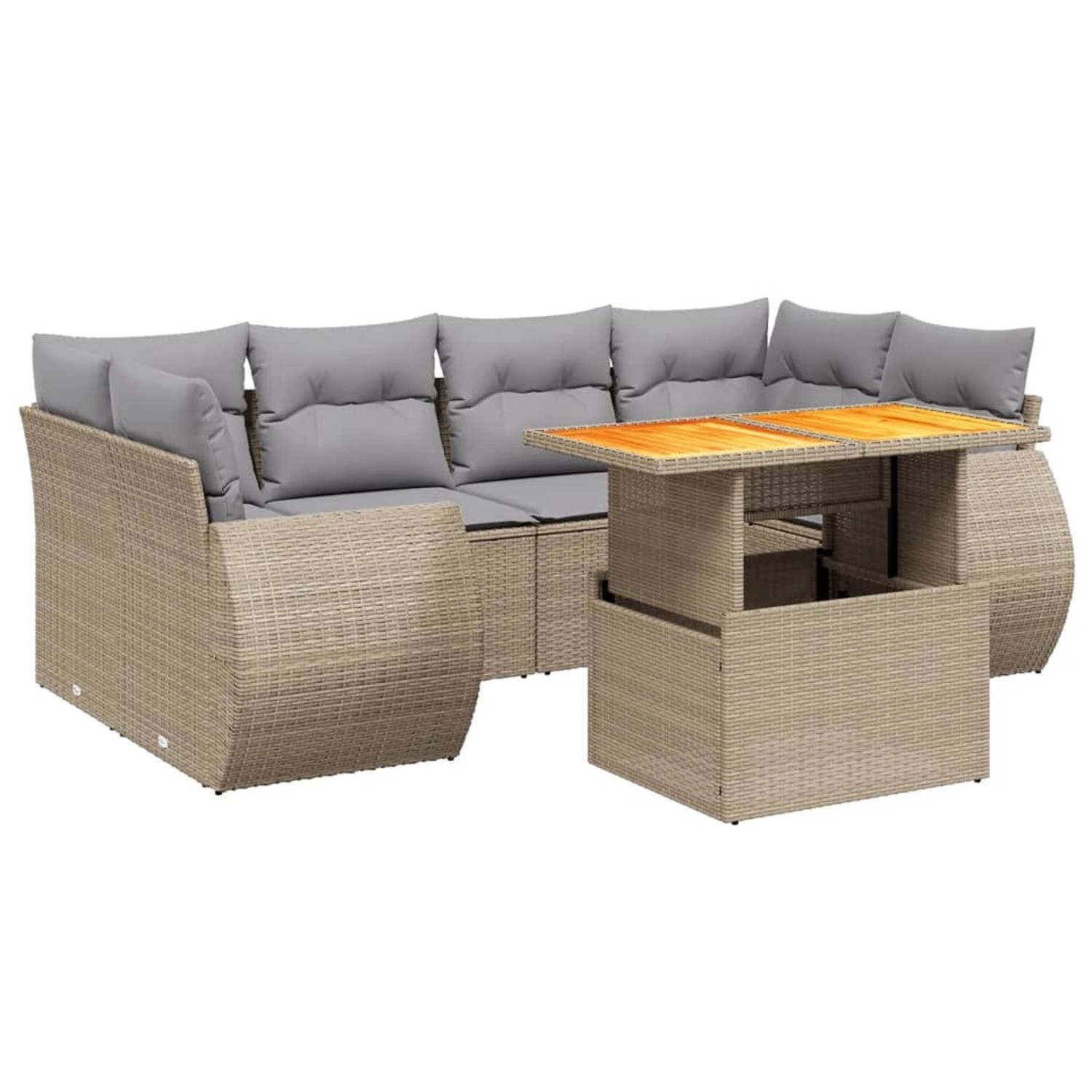 vidaXL 7-Tlg Garten-Sofagarnitur mit Kissen Beige Poly Rattan 3272095 günstig online kaufen
