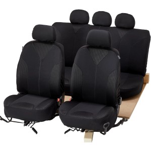 Cartrend Twintex Sitzbezüge, 14-teilig, schwarz, für teilbare Rücksitze & Airbag geeignet.