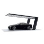 Ximax Flachdach-Carport My-Port 7 mit schwarzem Auto. Einzelcarport mit flachem Dach und Aluminium-Konstruktion.