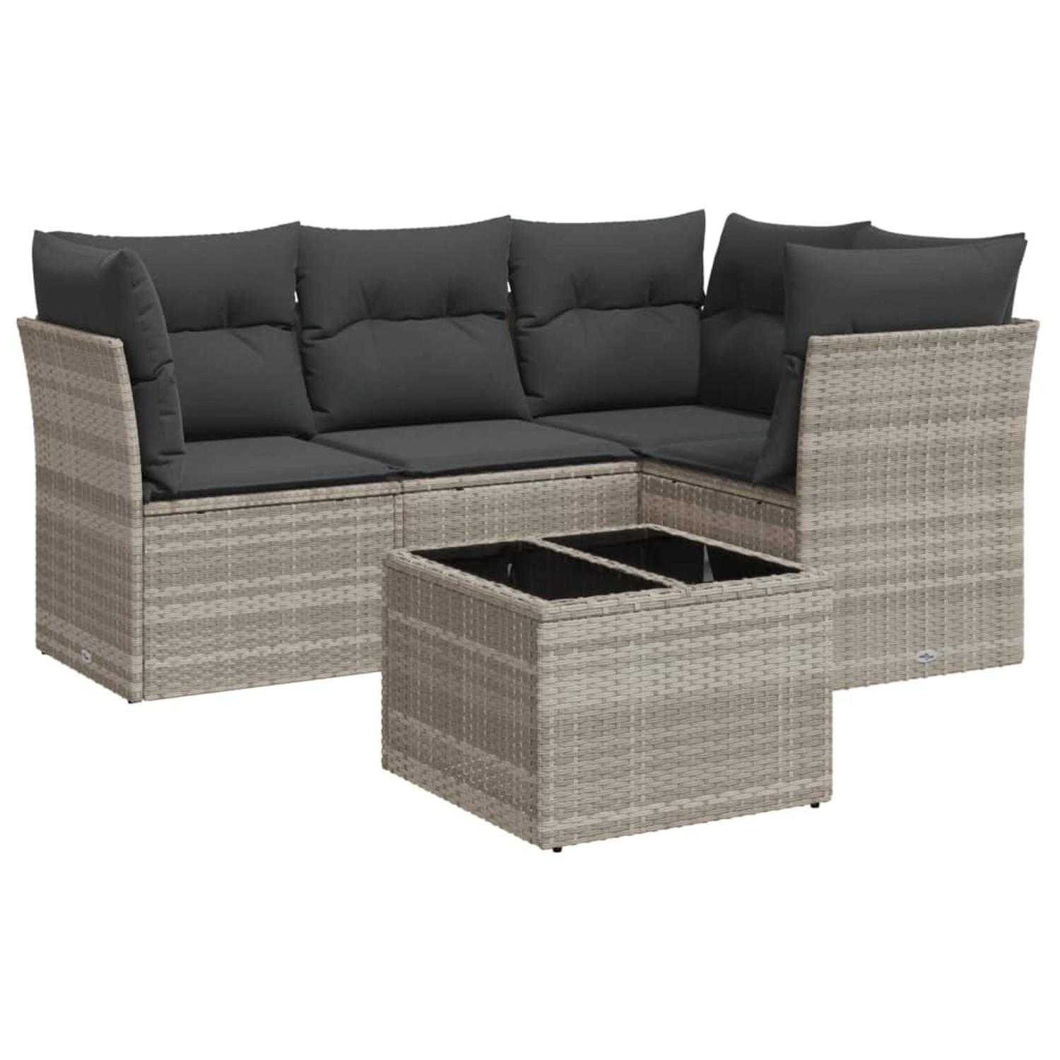 vidaXL 5-Tlg Garten-Sofagarnitur mit Kissen Hellgrau Poly Rattan 3249431 günstig online kaufen
