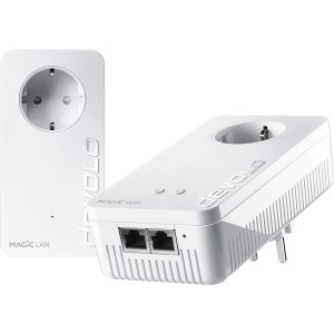 Devolo Magic 1 WiFi Starter Kit: Powerline Adapter und WLAN Verstärker in Weiß.