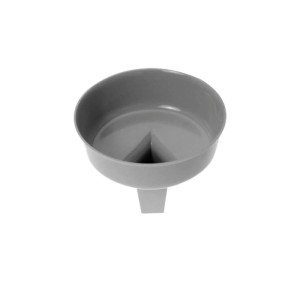 Grauer Kunststofftrichter, 11 cm Durchmesser, für Küchenausstattung.