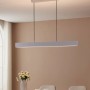 Graue Eglo LED-Pendelleuchte Andreas-Z, 119 cm, RGB/CCT, smarte Connect.Z Leuchte über Esstisch.