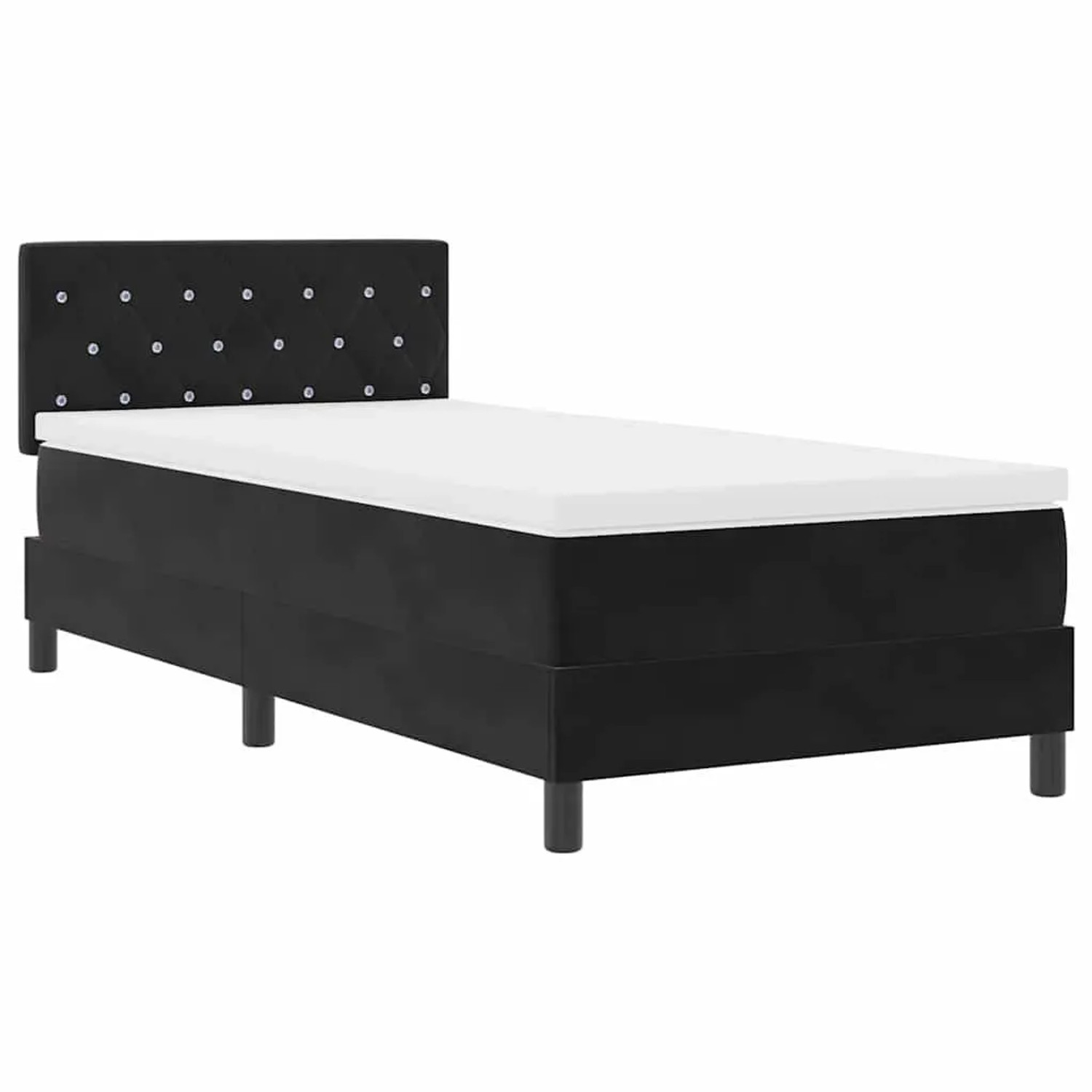 vidaXL Boxspringbett mit Matratze Schwarz 90 x 190 cm Stoff 3339076 günstig online kaufen