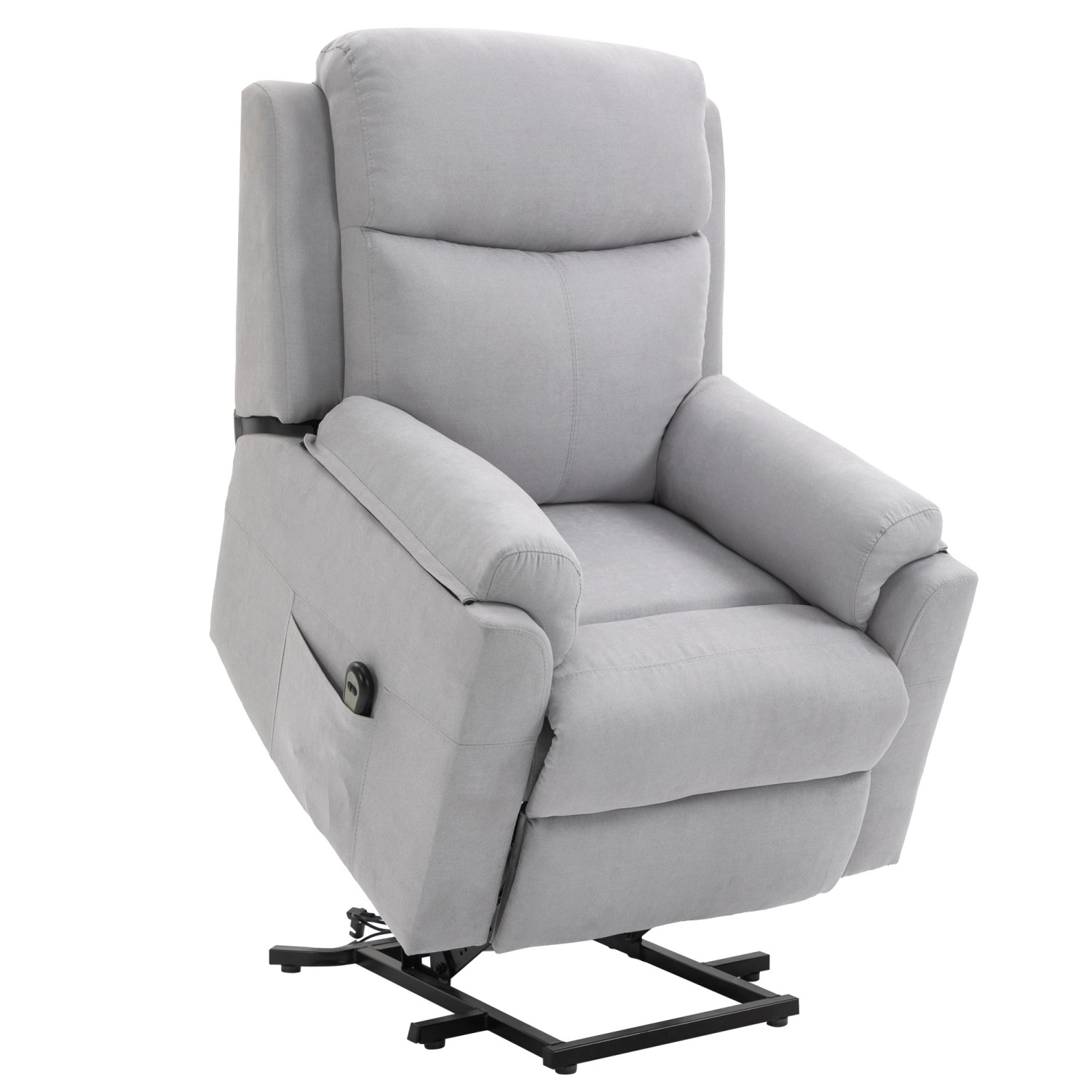 HOMCOM Aufstehsessel Leinenartiges Polyester Metall Schaumstoff Hellgrau günstig online kaufen