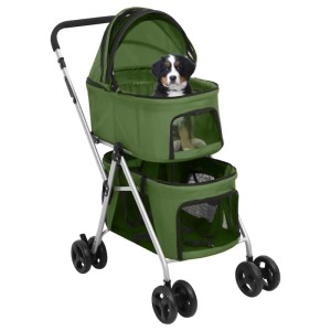 vidaXL Hundewagen für 2 Hunde Faltbar Grün 83x48x97 cm Oxford-Gewebe 172207