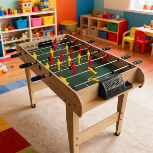 Relaxdays Kickertisch MDF Kunststoff Eisen Natur Grün Rutschfest 78 cm x 122 cm x 61 cm 14,2 kg