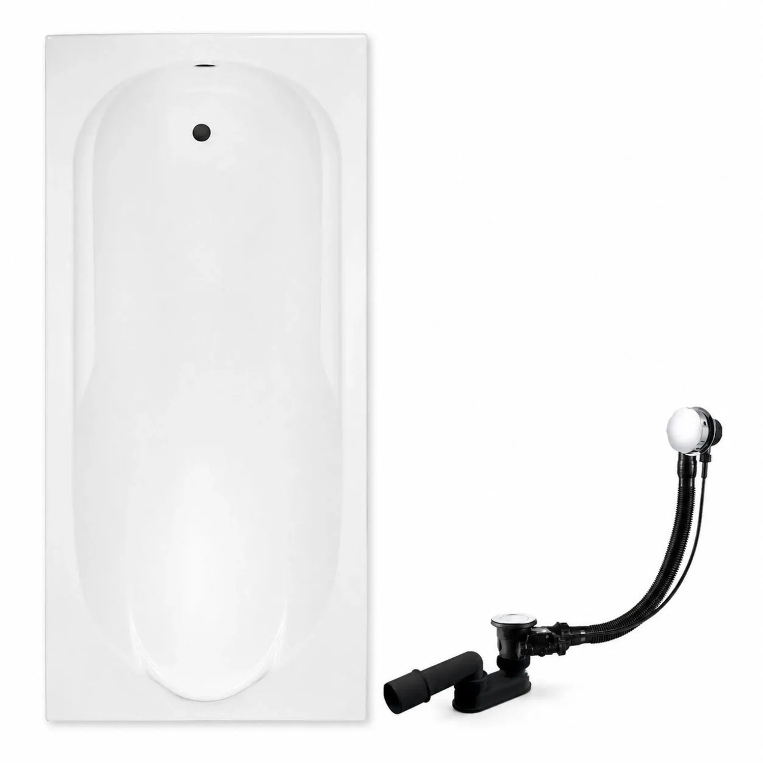 KOLMAN Badewanne Rechteck 190 x 80 Cm Mit Kopfstütze KODI Inkl. Ablauf Und Füße