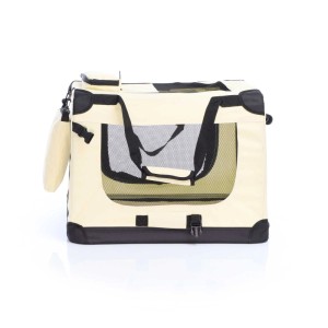 Fudajo Transportbox M Faltbar Beige 60X42X44Cm Hundebox Reisebox Katzenbox