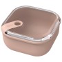 Rosa Rotho Frischhaltedose Ela 1 l, quadratische Vorratsdose mit transparentem Deckel.