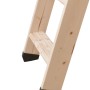 Detailansicht der Dolle Bodentreppe Kompakt aus Fichte mit schwarzen Fußkappen.
