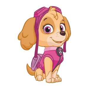 Wandtattoo Paw Patrol: Skye in Rosa und Beige, 8,5x15cm. Kinderzimmer Deko.