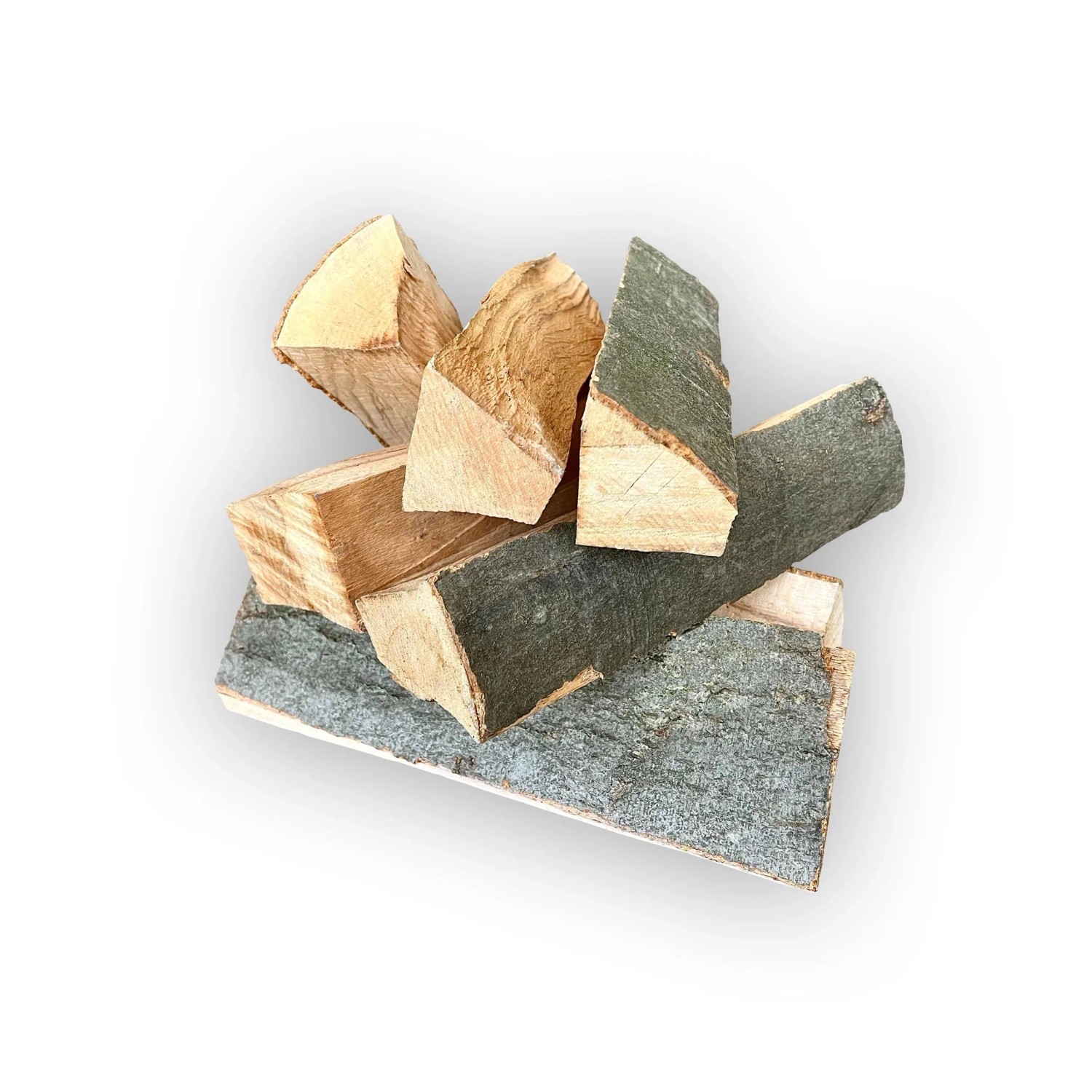 PINI Brennholz Buche, ofenfertige Holzscheite. Helles Holz mit Rinde für Kamin, Grill, Pizzaofen & Feuerschale.