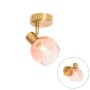 QAZQA Art Deco Strahler Vidro gold mit rosa Glas. Aufbauleuchte für Decke oder Wand, E14 Fassung.