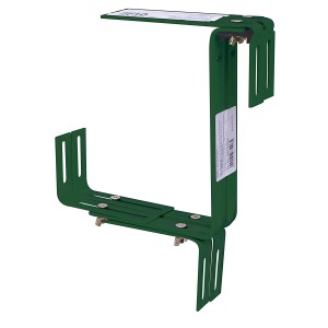 Dunkelgrüner, 3-fach verstellbarer Geli Blumenkastenhalter aus Metall.
