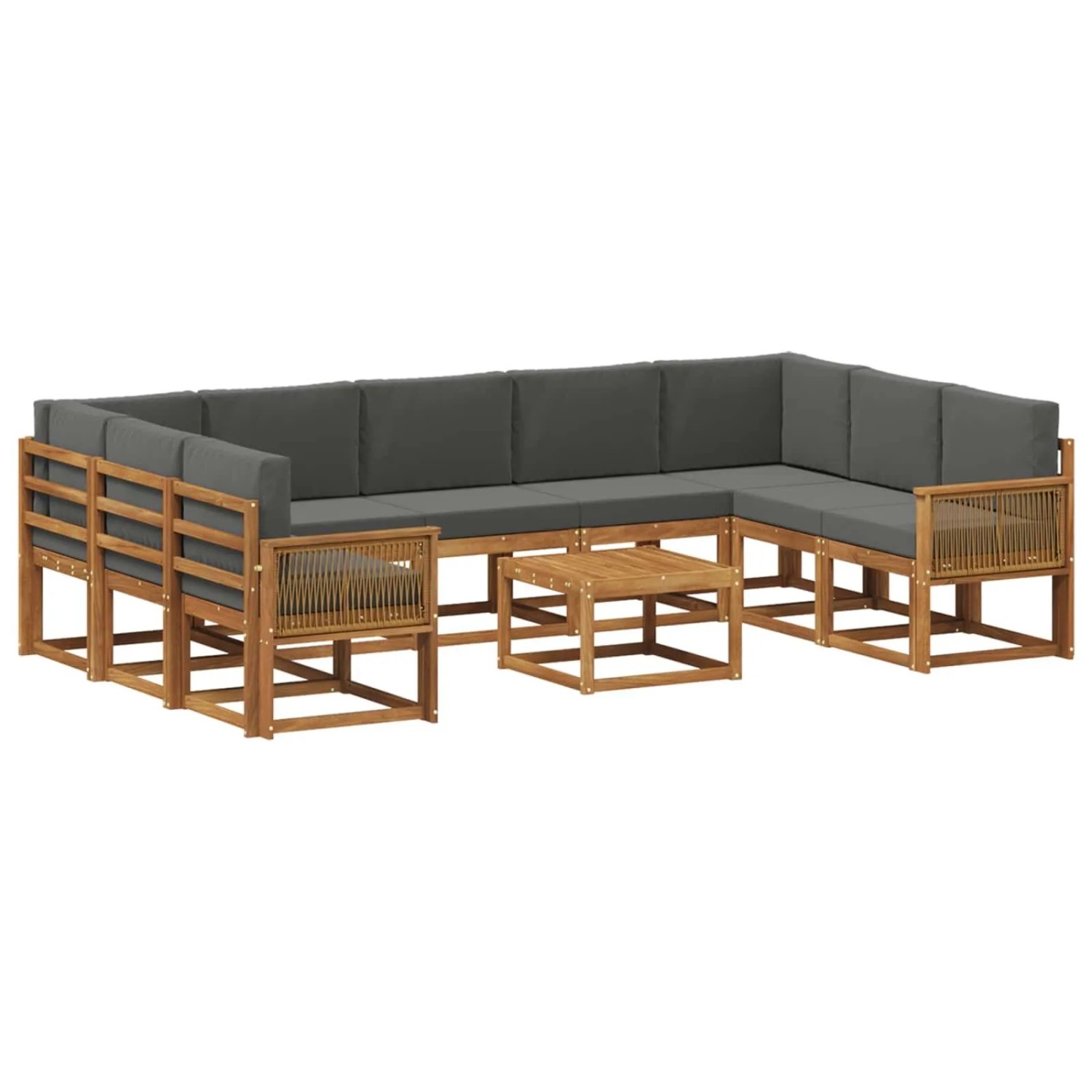 vidaXL Outdoor-Sofagarnitur mit Kissen 10 Stk Natur und Anthrazit 3385558