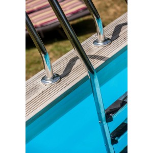 Gre Poolleiter aus Edelstahl für Holzpool, 109 cm hoch, mit 3 Stufen für sicheren Einstieg.