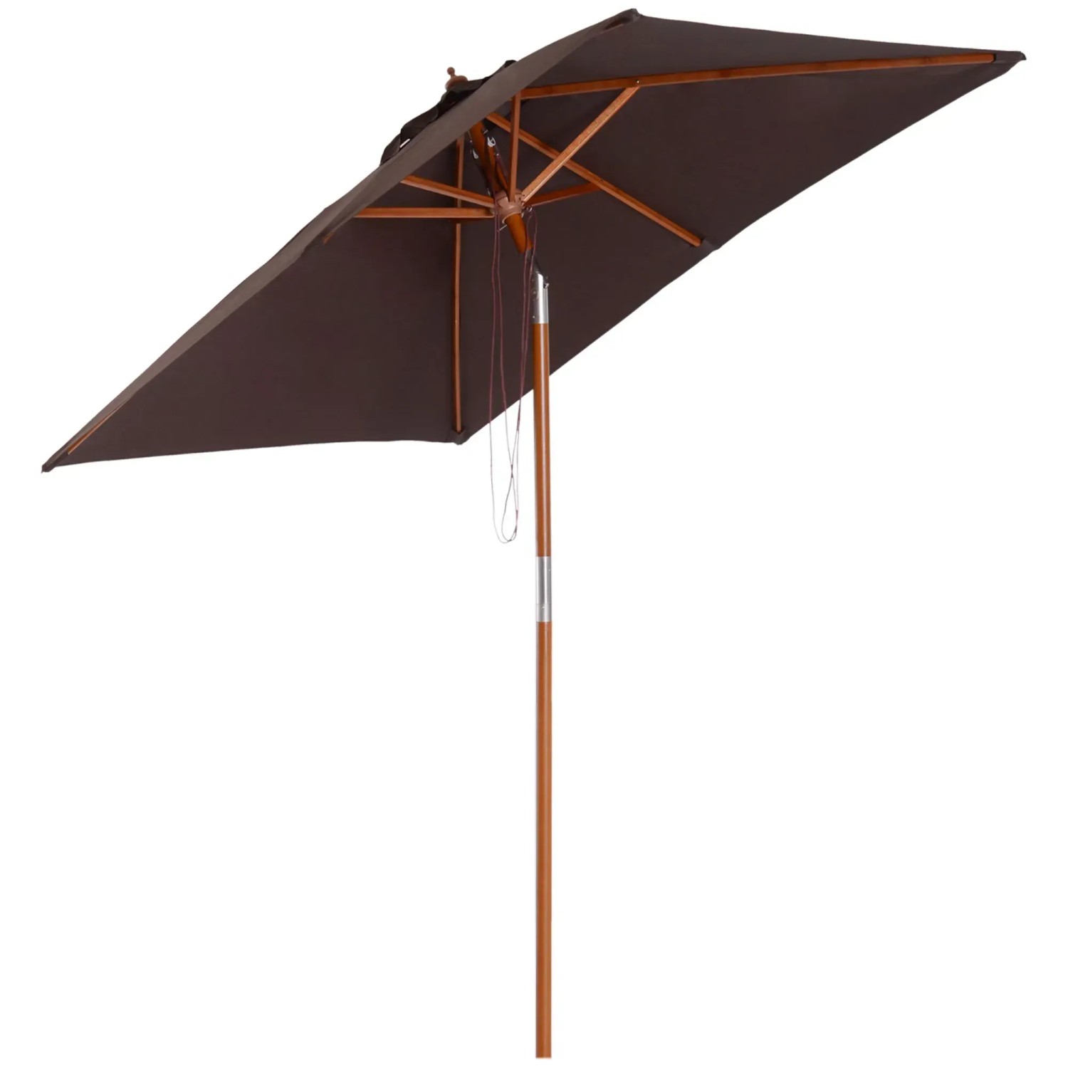 Outsunny Sonnenschirm  Tannenholz Bambus Polyester Kaffee L200 x B150 x H235 cm