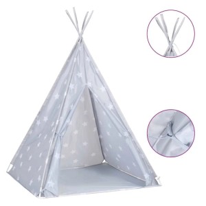 vidaXL Kinder Tipi-Zelt mit Tasche Polyester Grau 115x115x160 cm 80275
