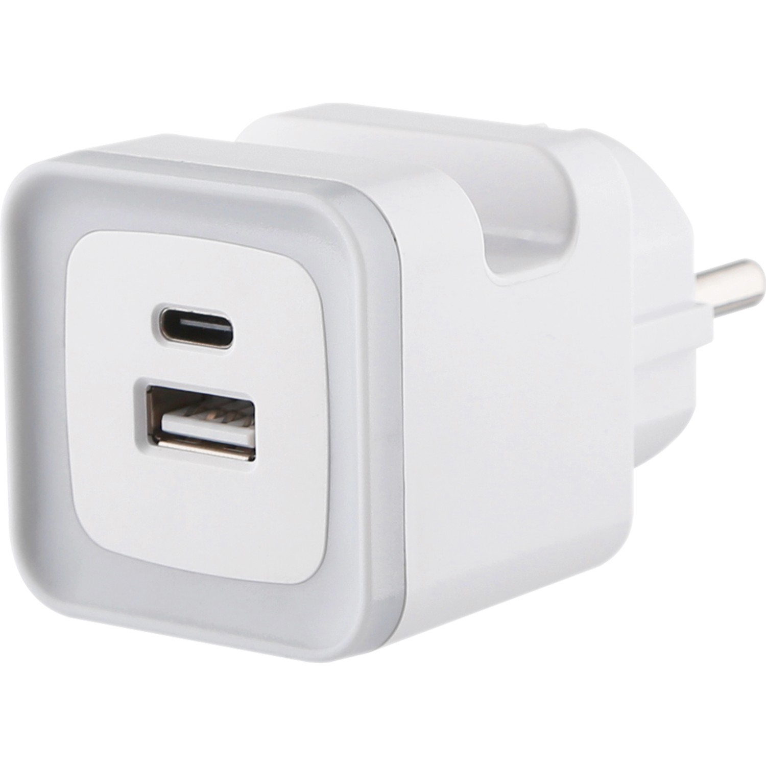 Adapter mit USB-Schnellladegerät USB-A USB-C Eckig Weiß