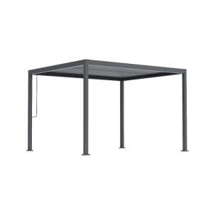 Anthrazitfarbene MWH Pergola O+90 Series 3x3.6m mit verstellbarem Lamellendach für Garten & Terrasse.