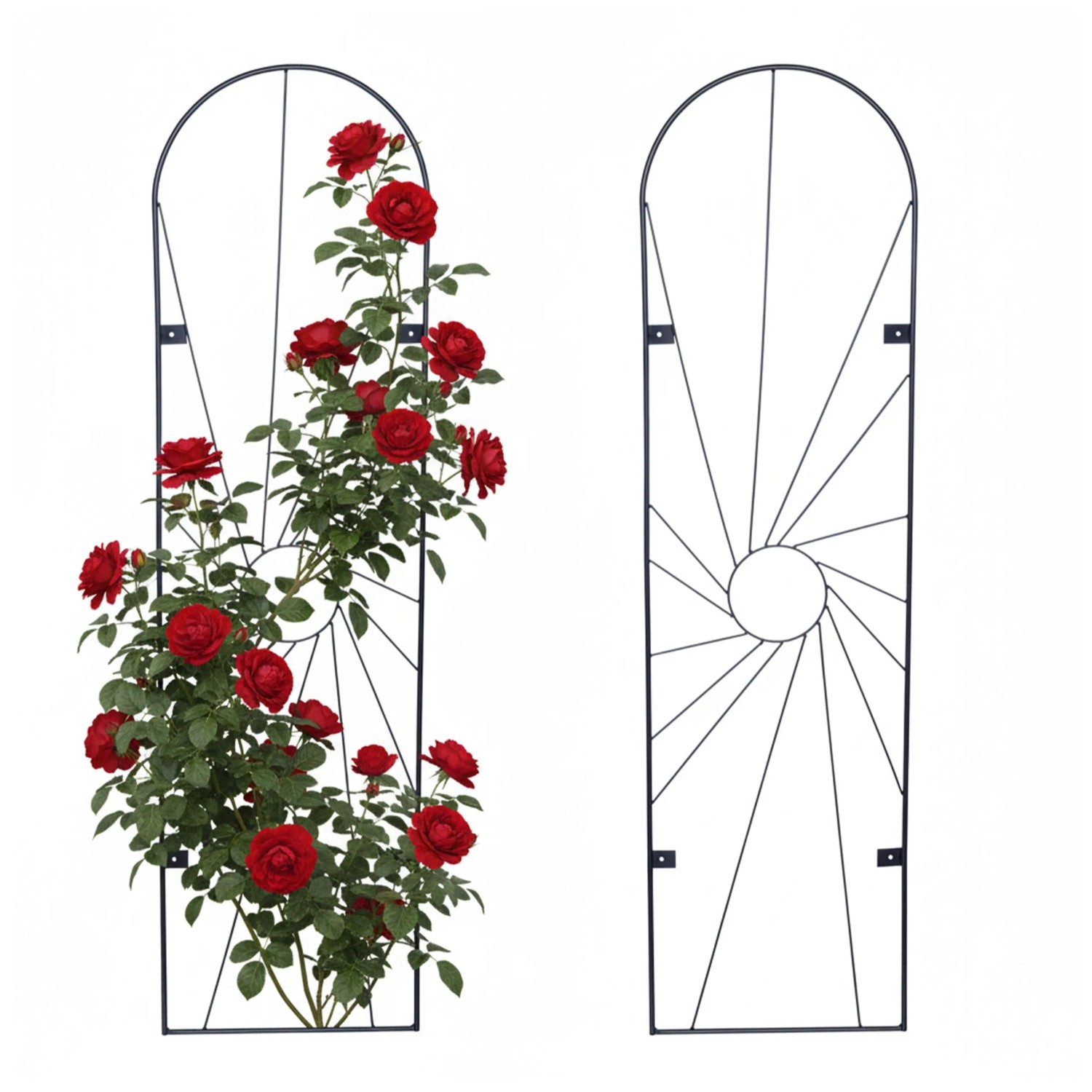 Relaxdays Wandrankgitter 2er Set Stahl Schwarz Wetterfest 140 cm x 38 cm x 1 cm