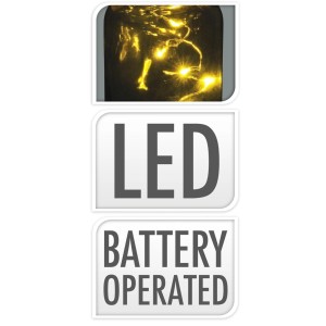 Transparente Flasche mit LED-Lichtern (Ø 6,5 cm x 15 cm), batteriebetrieben.