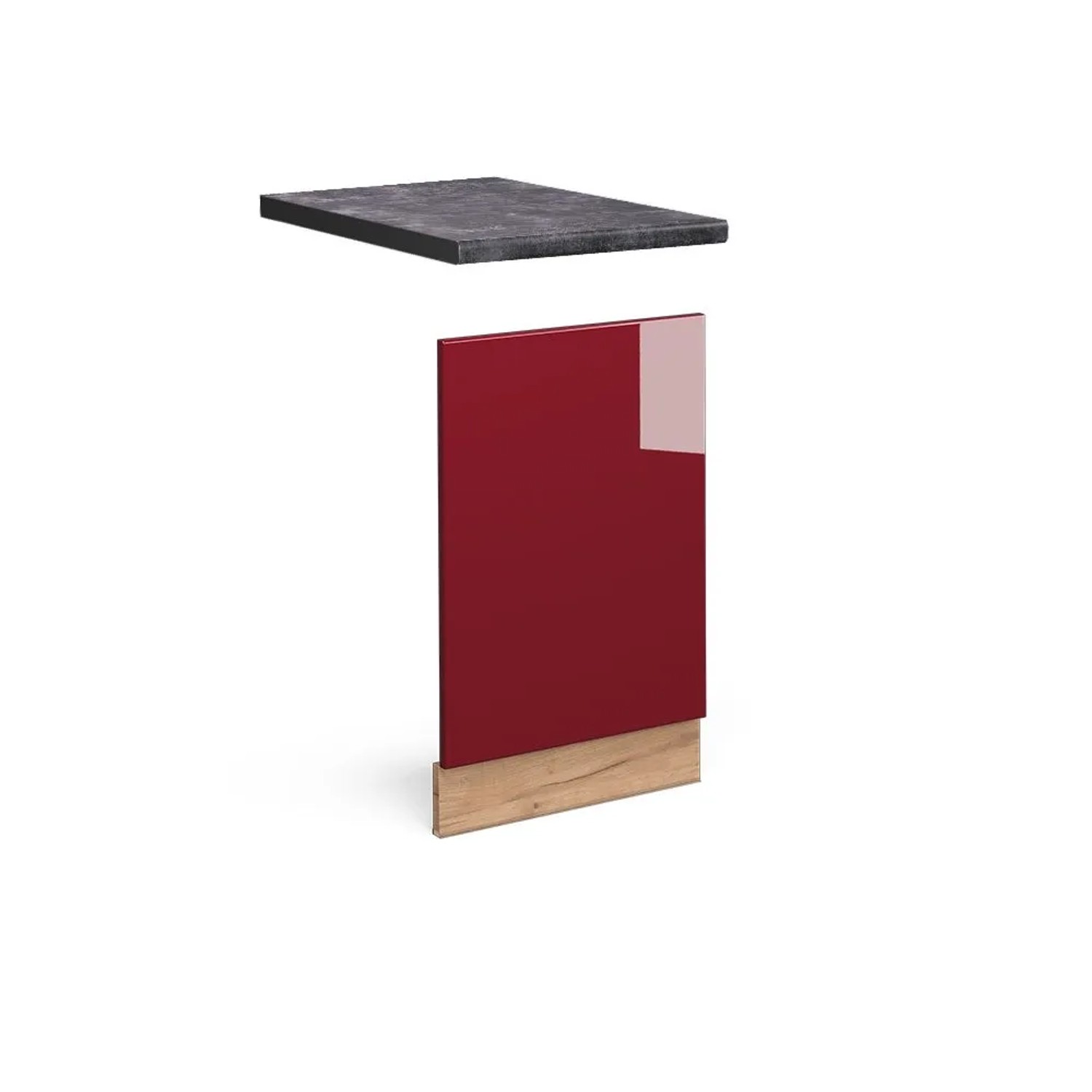 Vicco Frontblende Fame-Line Bordeaux Hochglanz Goldkraft Eiche 45 cm AP Anthrazit