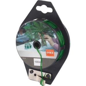 Grüner Flachbindedraht, 0,4 mm stark, 100 m Rolle, für Garten und Basteln.