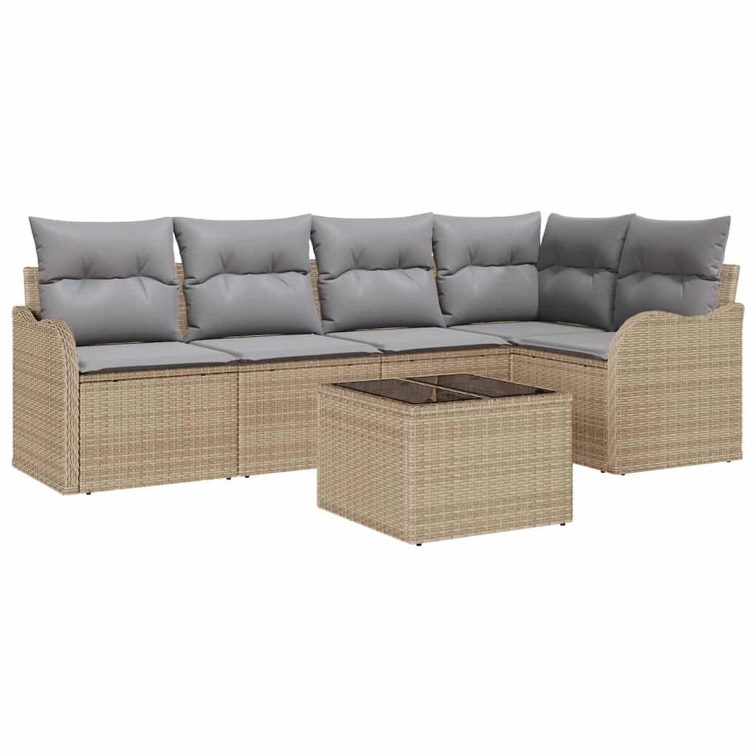vidaXL Garten-Sofa-Set mit Kissen 6-Tlg Beige Poly Rattan 3345710 günstig online kaufen