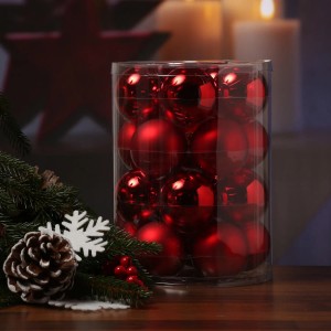 Marelida Christbaumkugel Weihnachtskugel Glas 6cm Glänzend Matt Rot 20er Set Baumkugel