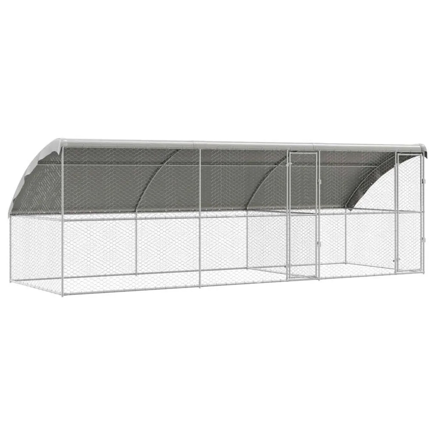 vidaXL Hundekäfig 3-Tlg Silber 6 x 2 x 2 m Verzinkter Stahl 3368331