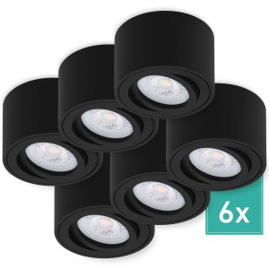 Oktaplex 6er Set Aufbauspots Lile, dimmbar, warmweiß, Aluminium schwarz.