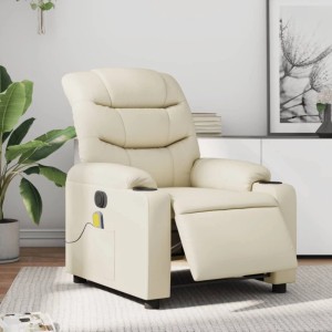 vidaXL Massagesessel Elektrisch Creme Kunstleder 3206593