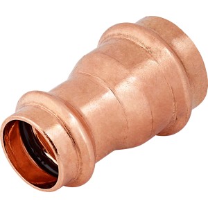 Press-Reduziermuffe aus Kupfer, 28 mm x 22 mm, für Heizung, Solar und Sanitär.