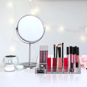 Relaxdays Make Up Organizer Kunststoff Transparent 2er Set 14 Fächer 25,5 cm x 17,5 cm x 8 cm