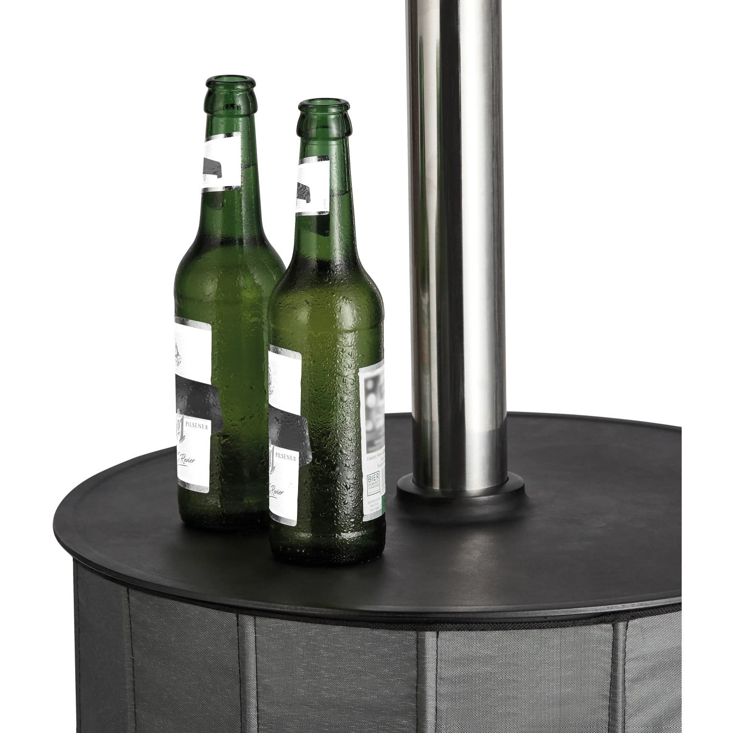 Enders Terrassenheizer Fancy Detailansicht mit Getränken auf Ablagefläche.