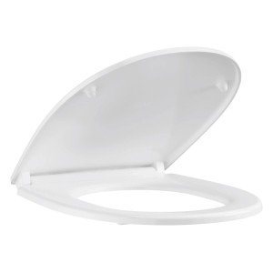 Grohe WC-Sitz Bau Keramik in Weiß mit offenem Deckel. SoftClose- und Quick Release-Funktion.