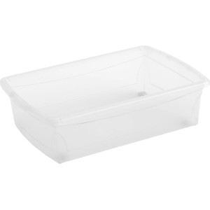 Transparente Aufbewahrungsbox Home XM mit 4 Rollen für vielseitige Nutzung.