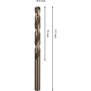 Bosch Spiralbohrer Pro Stainless Steel HSS-Co, Ø 8 mm, bronze, für Metallbearbeitung.